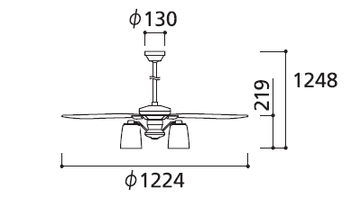 WF801 + WF755LD/WF755ND+WF979 ODELIC(オーデリック)製シーリングファンライト【生産終了品】