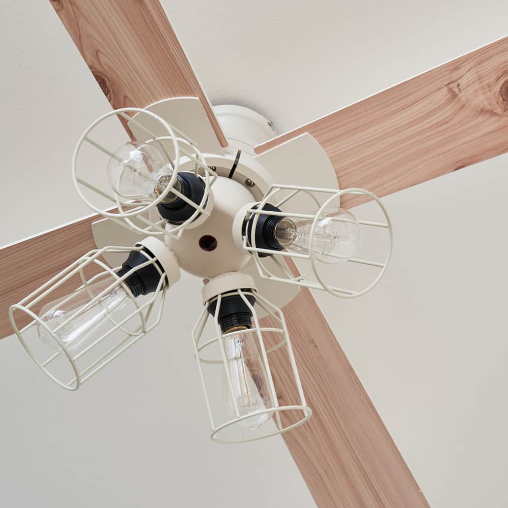 JE-CF001V-WH,JAVALO ELF VINTAGE（ヴィンテージ）Collection  電球色 4灯 軽量 Life on Products(ライフオンプロダクツ)製シーリングファンライト