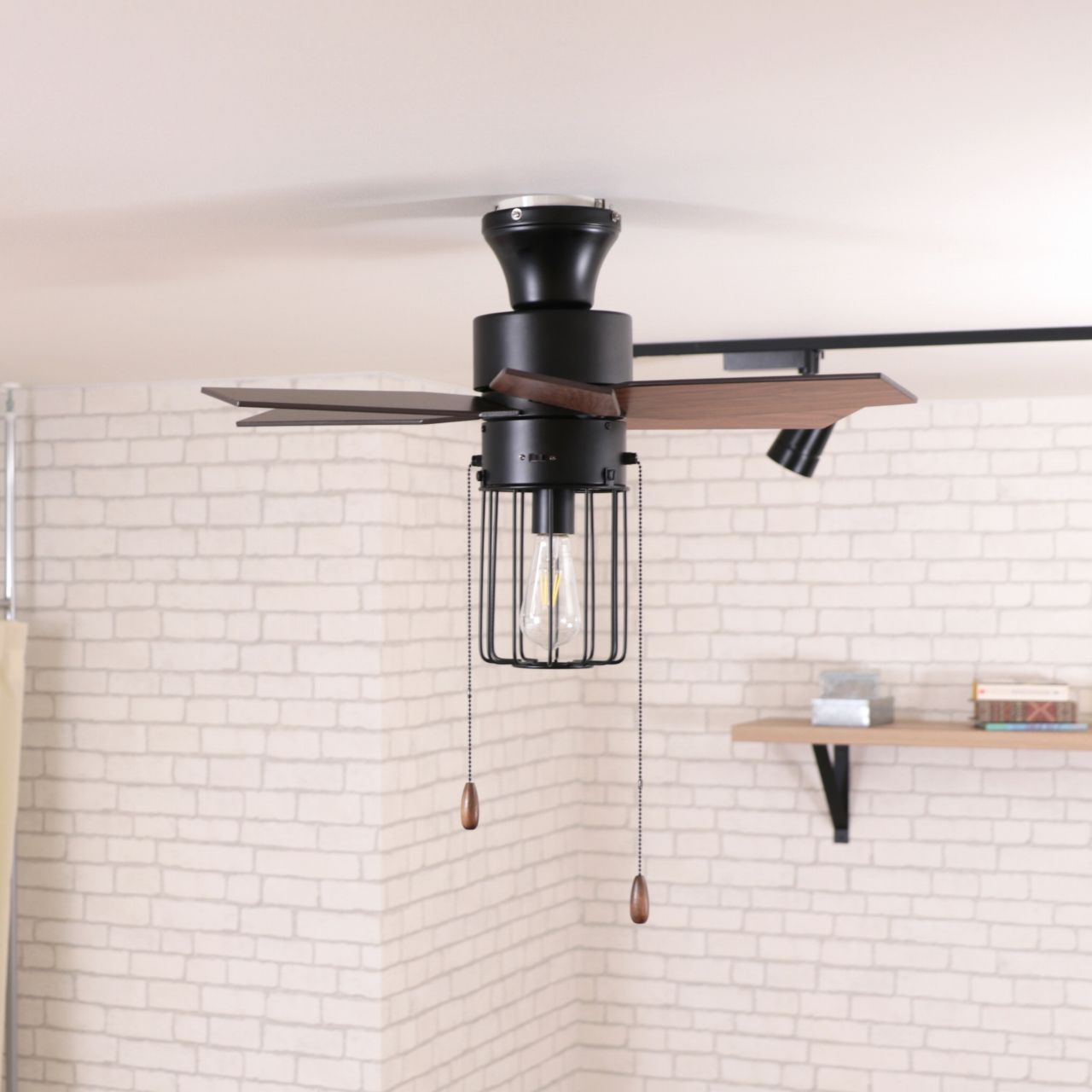 JE-CF012BK + LD2620 / ,JAVALO ELF VINTAGE（ヴィンテージ）Collection  LED 電球色 1灯 小型 軽量 Life on Products(ライフオンプロダクツ)製シーリングファンライト