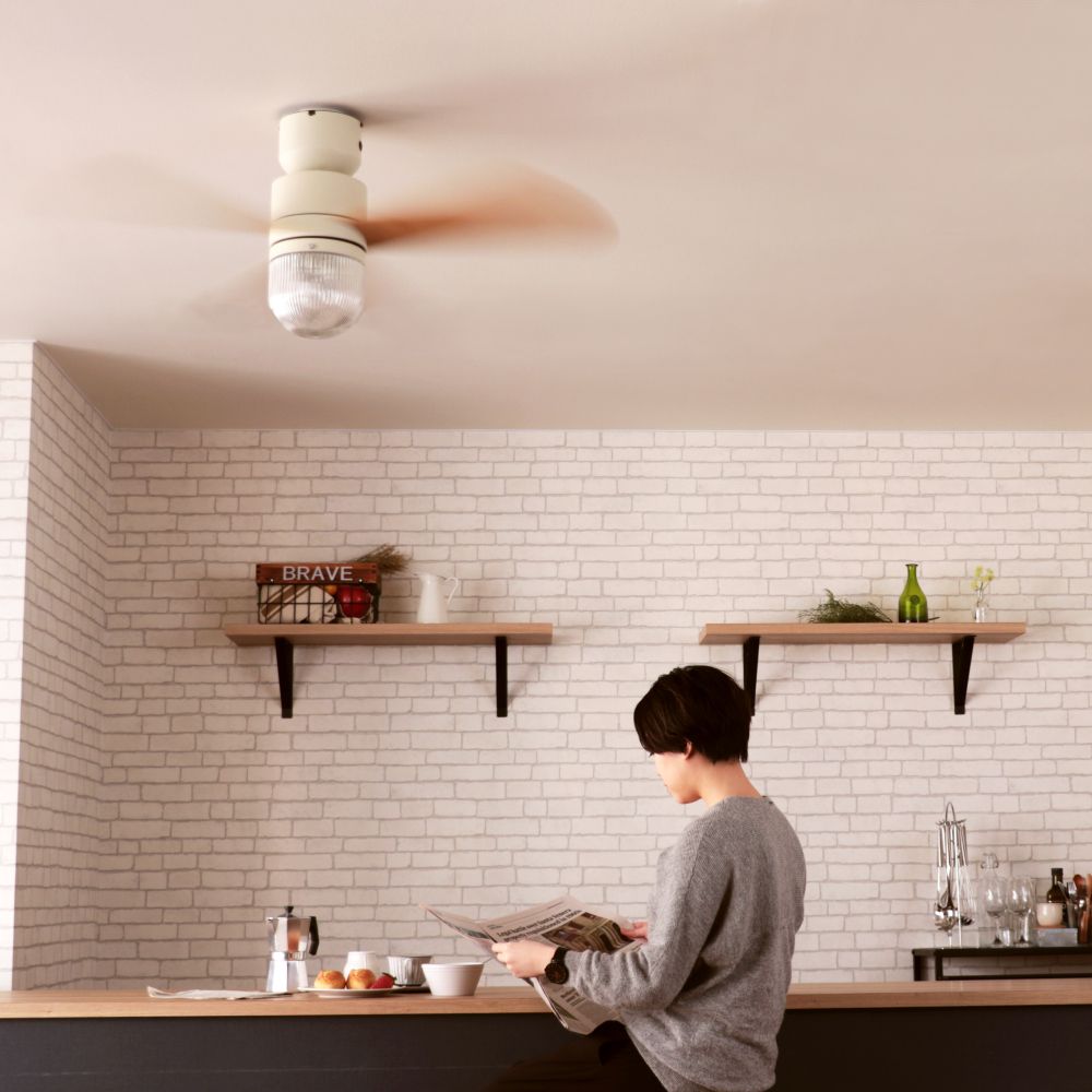 JE-CF016-WH + LED133WW / LED133CWF,JAVALO ELF Nordic（ノルディック）Collection  LED 電球色/昼白色 3灯 軽量 Life on Products(ライフオンプロダクツ)製シーリングファンライト