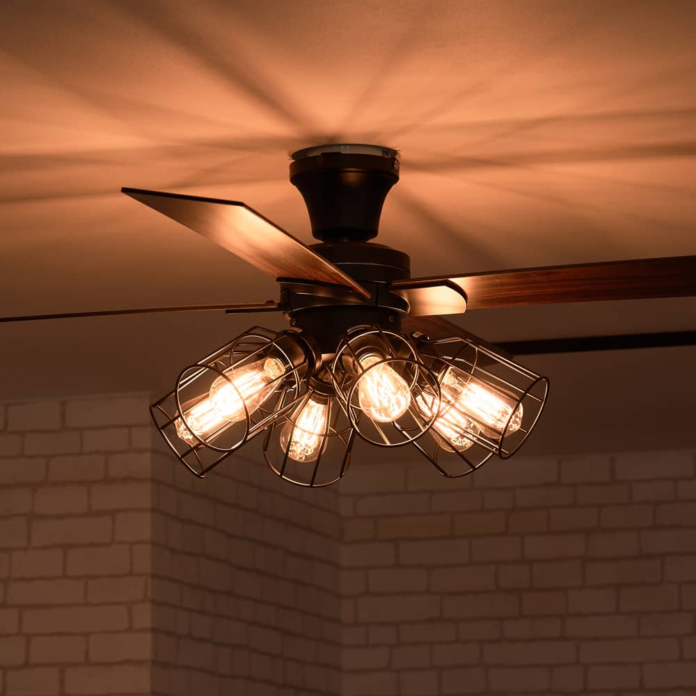 JE-CF055-BK,JAVALO ELF Modern Collection 電球色 6灯 軽量 Life on Products(ライフオンプロダクツ)製シーリングファンライト