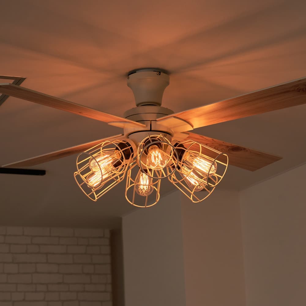 JE-CF055-WH,JAVALO ELF Modern Collection 電球色 6灯 軽量 Life on Products(ライフオンプロダクツ)製シーリングファンライト