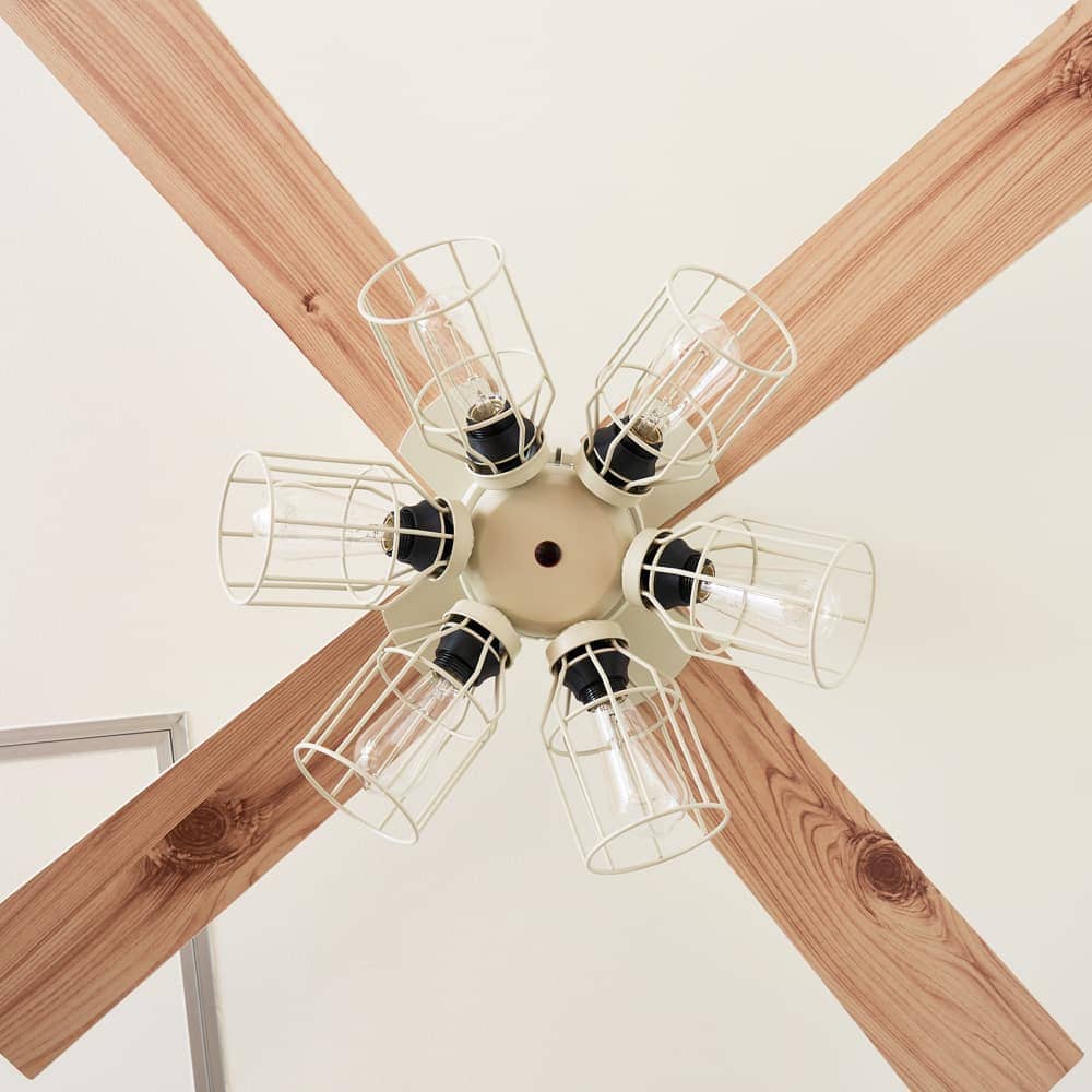 JE-CF055-WH,JAVALO ELF Modern Collection 電球色 6灯 軽量 Life on Products(ライフオンプロダクツ)製シーリングファンライト