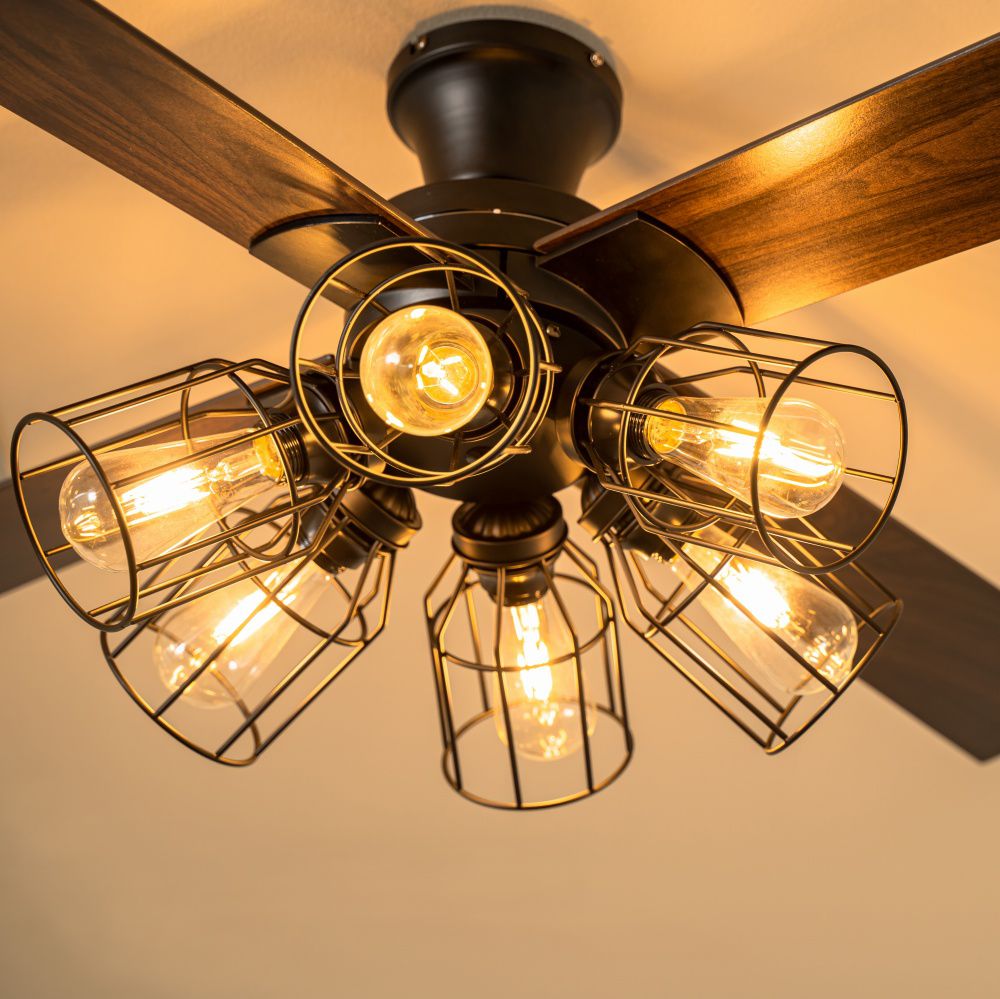 JE-CF048-BK,JAVALO ELF Modern Collection フィラメントLED  LED 電球色 6灯 軽量 Life on Products(ライフオンプロダクツ)製シーリングファンライト