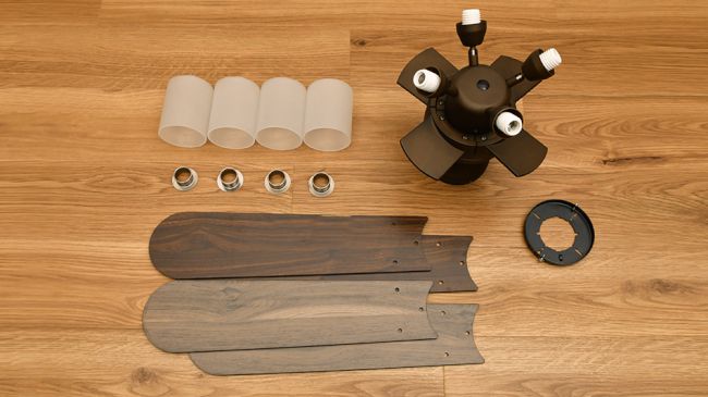 JE-CF014BR + LED133WW / LED133CWF,JAVALO ELF Modern Collection LED 電球色/昼白色 4灯 軽量 Life on Products(ライフオンプロダクツ)製シーリングファンライト