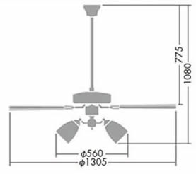 DP-35203E + DP-37980 + DP-35323 + DP-35206 DAIKO(ダイコー)製シーリングファンライト【生産終了品】