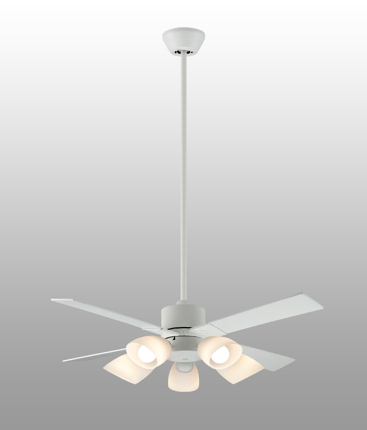 AM58017E + AA58020 + AE58022E 大風量 傾斜対応 LED 電球色 5灯 KOIZUMI(コイズミ)製シーリングファンライト