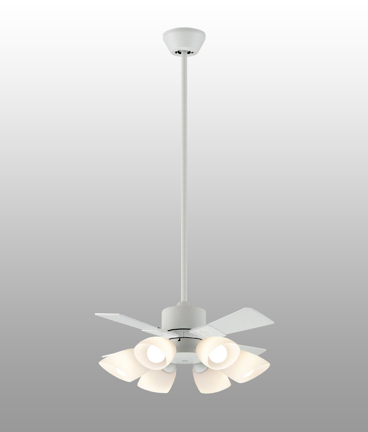 AM58018E + AA58019 + AE58022E 大風量 傾斜対応 LED 電球色 6灯 小型 KOIZUMI(コイズミ)製シーリングファンライト