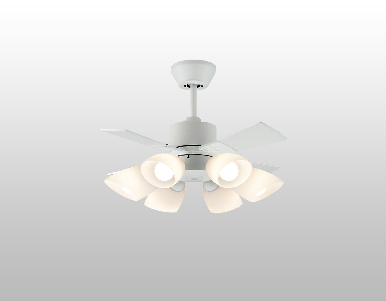 AM58018E + AA58019 大風量 傾斜対応 LED 電球色 6灯 小型 軽量 KOIZUMI(コイズミ)製シーリングファンライト