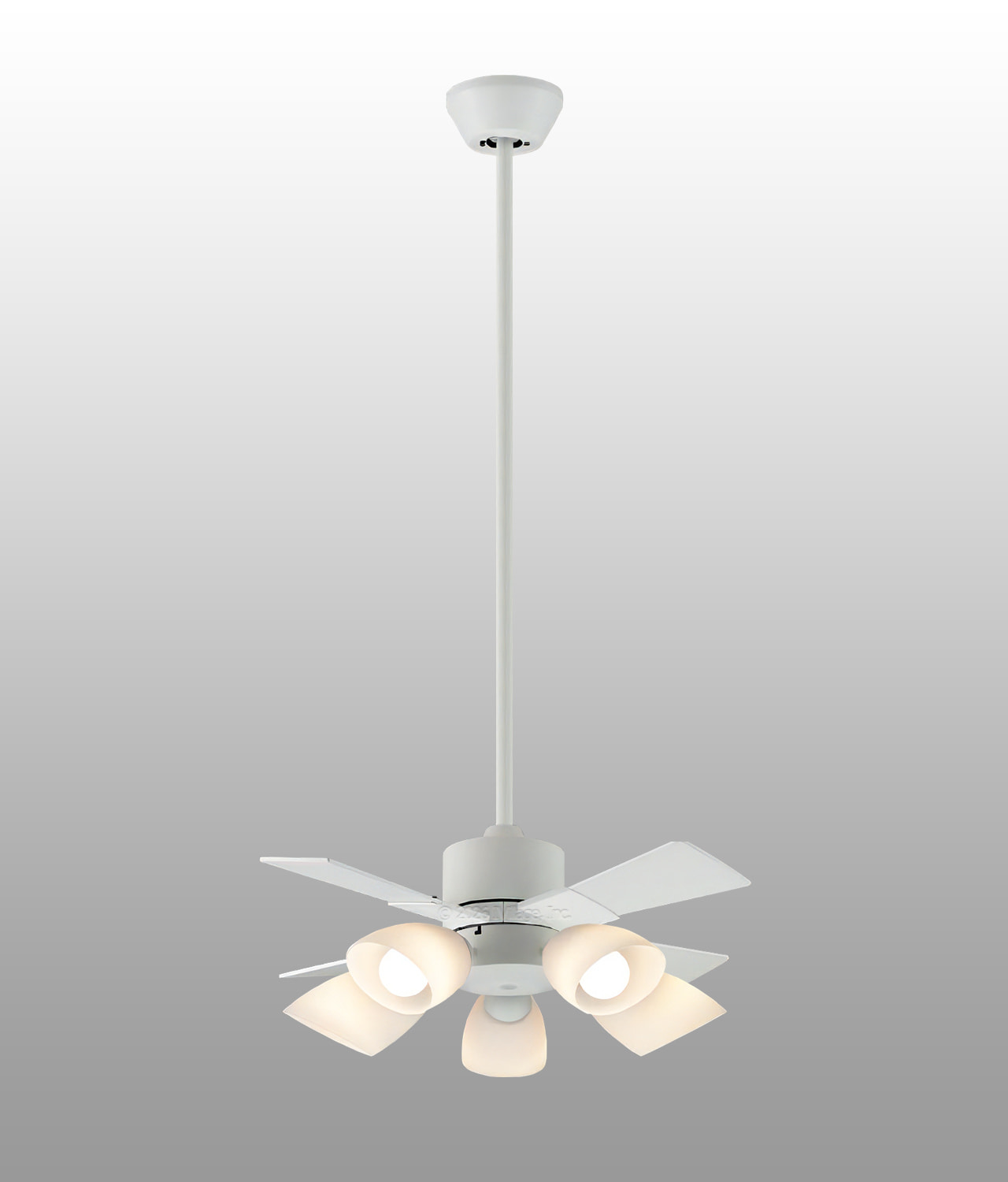 AM58018E + AA58020 + AE58022E 大風量 傾斜対応 LED 電球色 5灯 小型 KOIZUMI(コイズミ)製シーリングファンライト