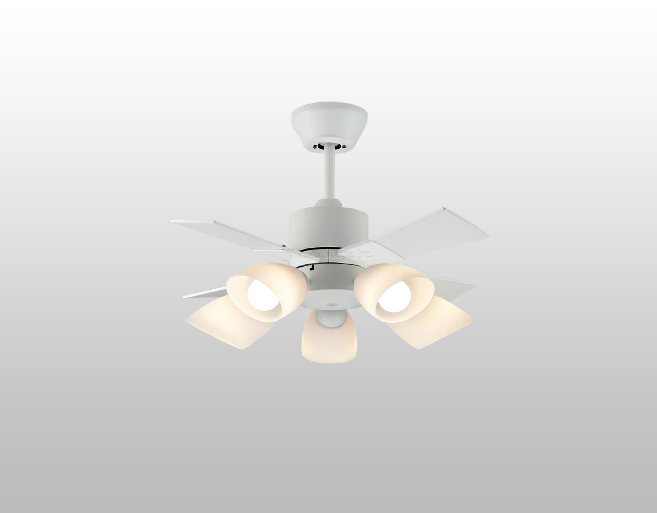 AM58018E + AA58020 大風量 傾斜対応 LED 電球色 5灯 小型 軽量 KOIZUMI(コイズミ)製シーリングファンライト