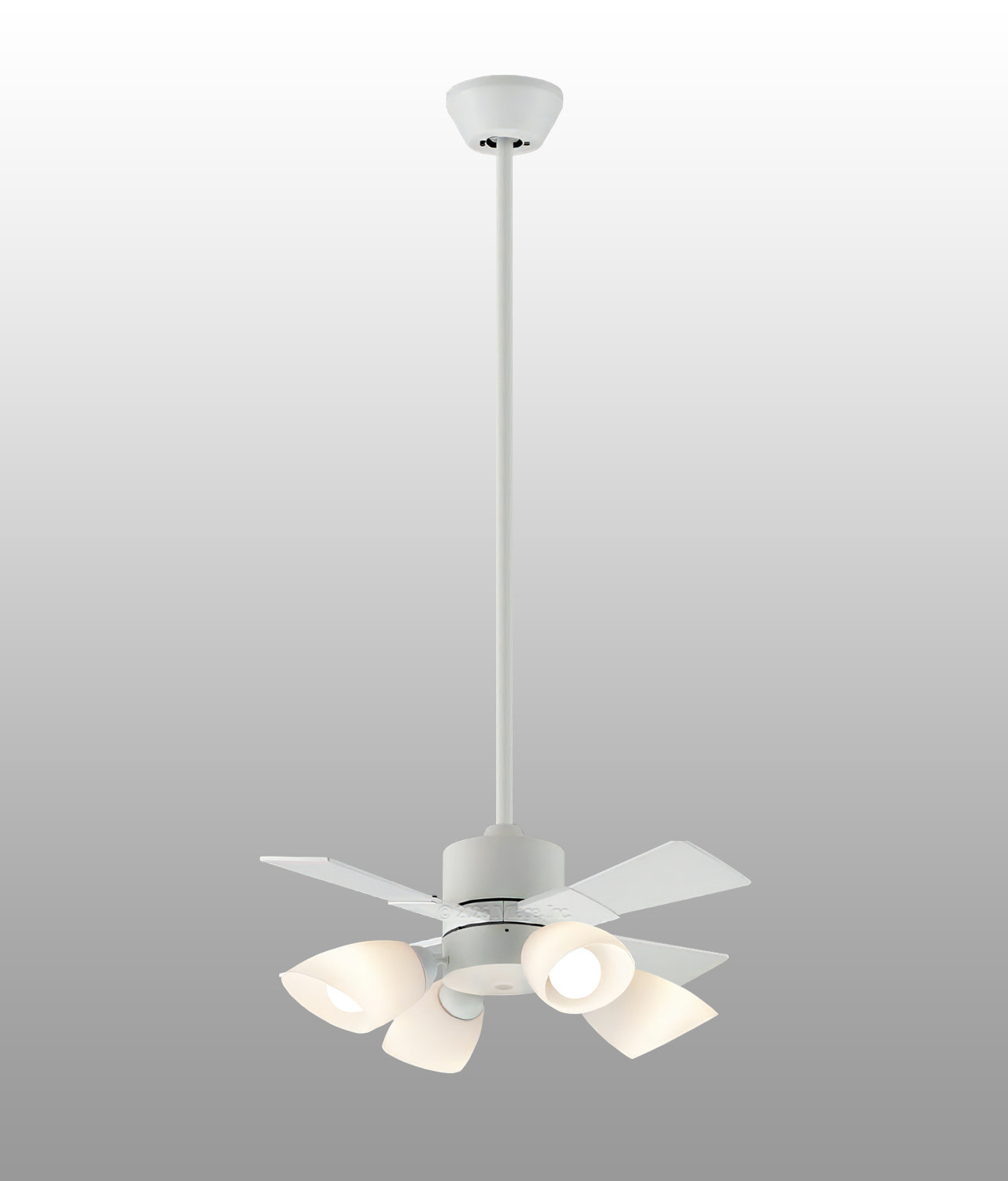 AM58018E + AA58021 + AE58022E 大風量 傾斜対応 LED 電球色 4灯 小型 軽量 KOIZUMI(コイズミ)製シーリングファンライト