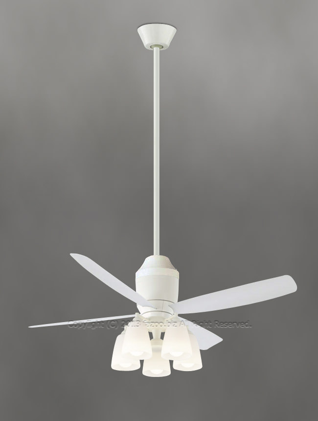 AEE595029 + AA42749L + AE-91156 + AEE590184 大風量 傾斜対応 LED 電球色 5灯 KOIZUMI(コイズミ)製シーリングファンライト
