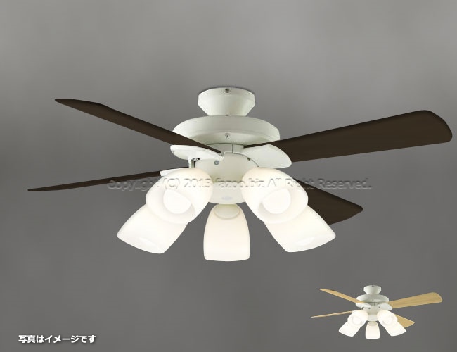 [5灯] シーリングファンライト LED電球対応 ACモーター 5枚羽 LED 電球色/昼白色 5灯 薄型 コイズミ製シーリングファンライト