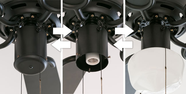 2WAY USE TRADITIONAL CEILING FAN LIGHT BK(002951)電球なし
