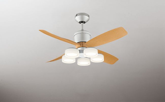 WF091P1(090#+921#) + WF065LR / WF065NR,高演色LED [R15] 大風量 傾斜対応 LED 電球色/昼白色 5灯 軽量 ODELIC(オーデリック)製シーリングファンライト