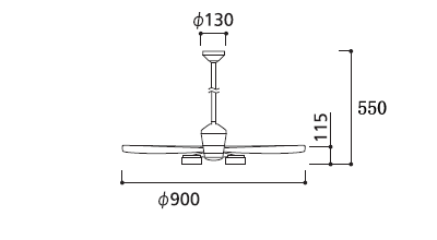 WF091P1(090#+921#) + WF065LR / WF065NR + WF611P1,高演色LED [R15] 大風量 傾斜対応 LED 電球色/昼白色 5灯 軽量 ODELIC(オーデリック)製シーリングファンライト