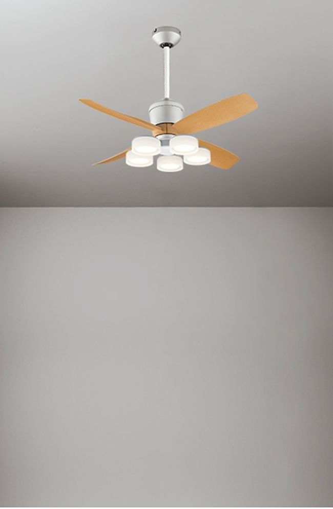 WF091P1(090#+921#) + WF065LR / WF065NR + WF611P1,高演色LED [R15] 大風量 傾斜対応 LED 電球色/昼白色 5灯 軽量 ODELIC(オーデリック)製シーリングファンライト