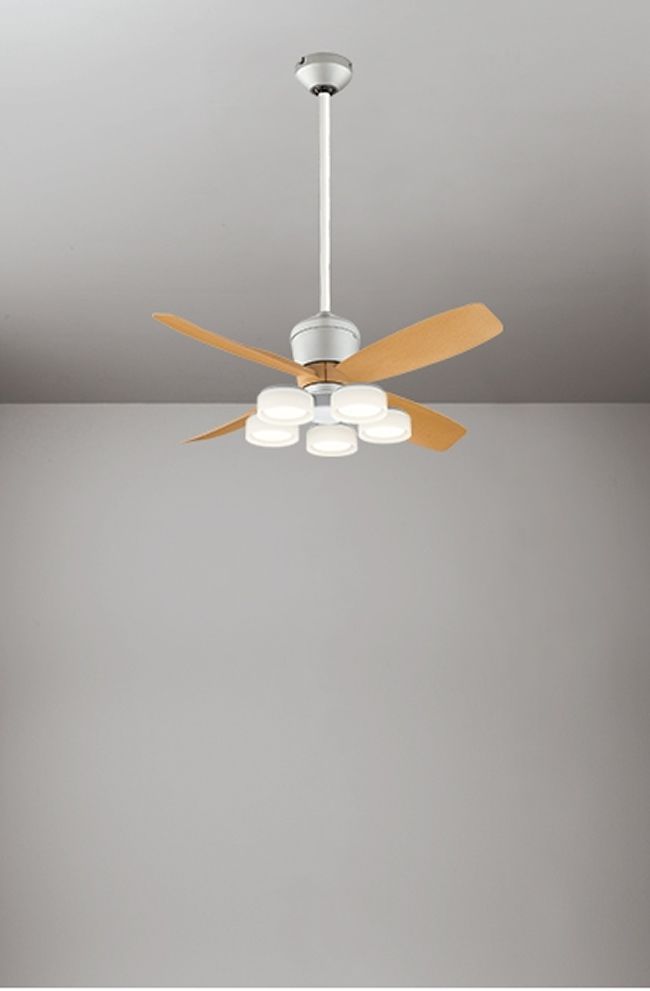 WF091P1(090#+921#) + WF065LR / WF065NR + WF612P1,高演色LED [R15] 大風量 傾斜対応 LED 電球色/昼白色 5灯 軽量 ODELIC(オーデリック)製シーリングファンライト