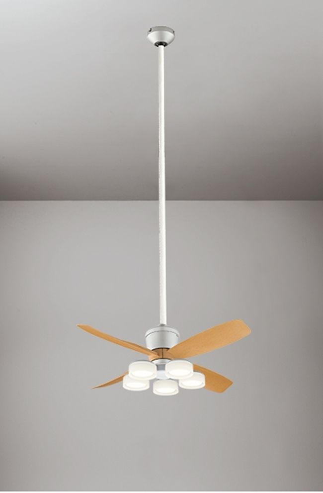 WF091P1(090#+921#) + WF065LR / WF065NR + WF614P1,高演色LED [R15] 大風量 傾斜対応 LED 電球色/昼白色 5灯 ODELIC(オーデリック)製シーリングファンライト