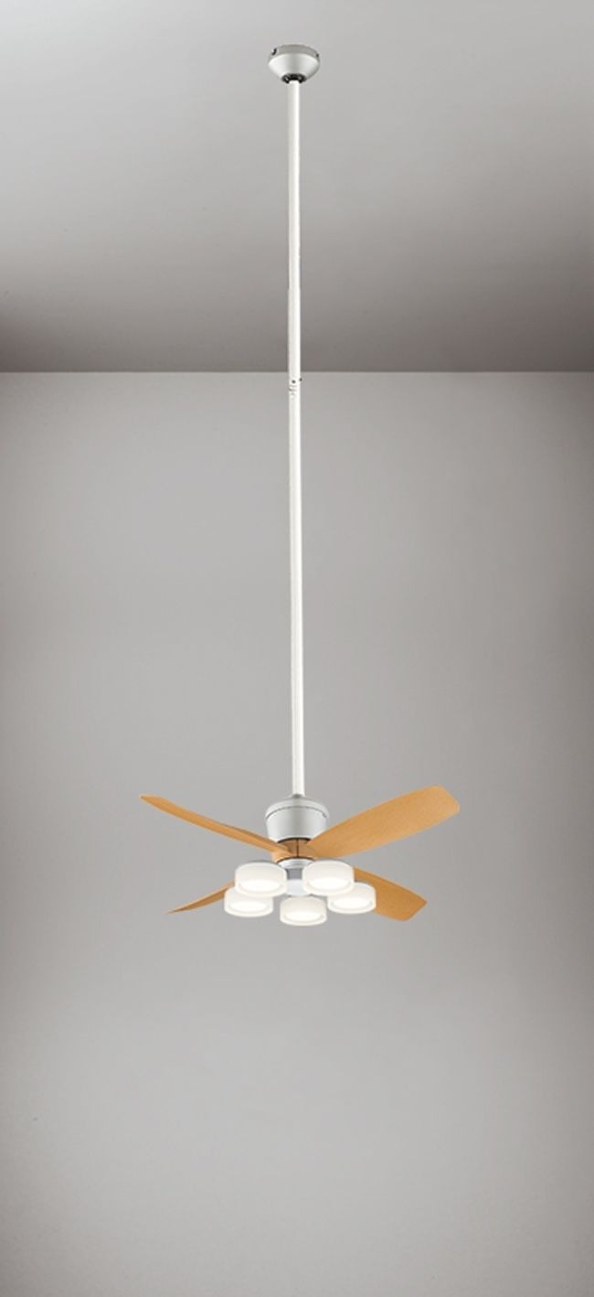 WF091P1(090#+921#) + WF065LR / WF065NR + WF615P1,高演色LED [R15] 大風量 傾斜対応 LED 電球色/昼白色 5灯 ODELIC(オーデリック)製シーリングファンライト