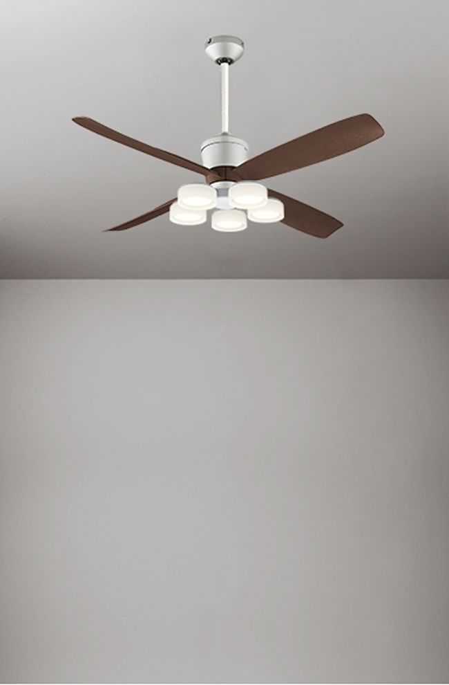 WF080P1(080#+910#) + WF065LR / WF065NR + WF611P1,高演色LED [R15] 大風量 傾斜対応 LED 電球色/昼白色 5灯 軽量 ODELIC(オーデリック)製シーリングファンライト