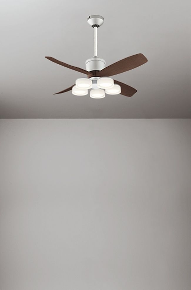 WF090P1(090#+920#) + WF065LR / WF065NR + WF611P1,高演色LED [R15] 大風量 傾斜対応 LED 電球色/昼白色 5灯 軽量 ODELIC(オーデリック)製シーリングファンライト