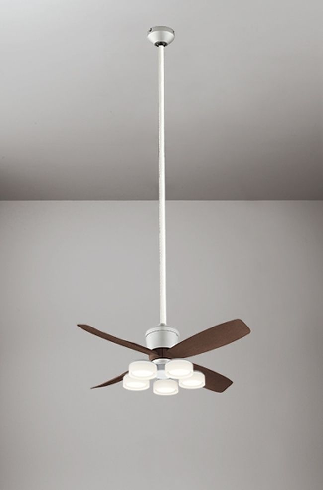 WF090P1(090#+920#) + WF065LR / WF065NR + WF614P1,高演色LED [R15] 大風量 傾斜対応 LED 電球色/昼白色 5灯 ODELIC(オーデリック)製シーリングファンライト