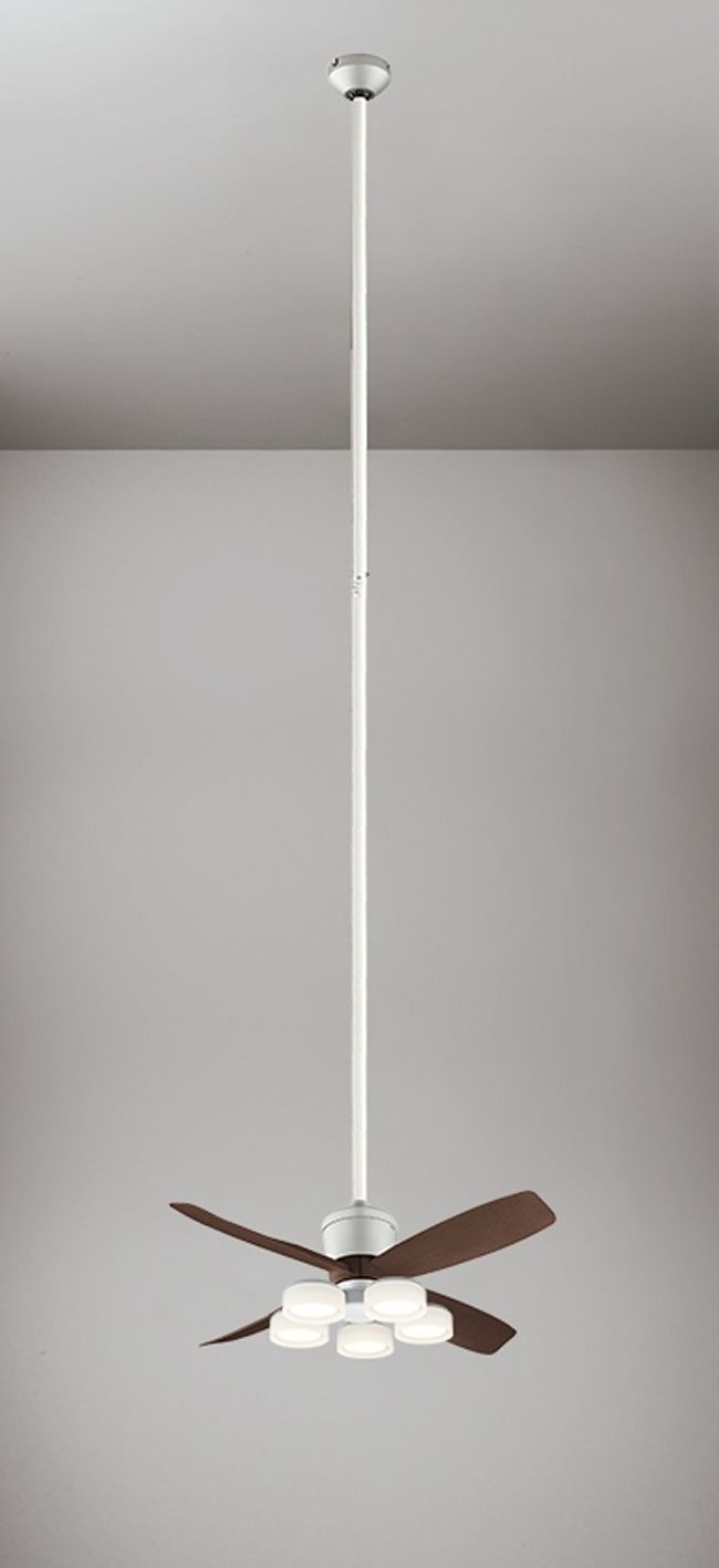 WF090P1(090#+920#) + WF065LR / WF065NR + WF616P1,高演色LED [R15] 大風量 傾斜対応 LED 電球色/昼白色 5灯 ODELIC(オーデリック)製シーリングファンライト