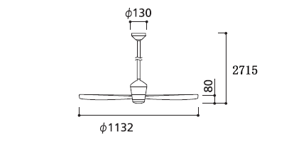 WF080P1(080#+910#) + WF616P1 大風量 傾斜対応 軽量 ODELIC(オーデリック)製シーリングファン