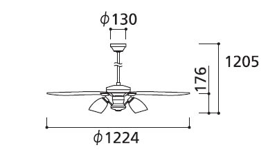 WF803 + WF806LC / WF806NC + WF989 ODELIC(オーデリック)製シーリングファンライト【生産終了品】