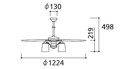 WF803 + WF766LD / WF766ND + WF982 ODELIC(オーデリック)製シーリングファンライト【生産終了品】