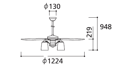 WF802 + WF766LD / WF766ND + WF986 ODELIC(オーデリック)製シーリングファンライト【生産終了品】