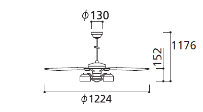 WF802 + WF276LD / WF276ND + WF989 ODELIC(オーデリック)製シーリングファンライト【生産終了品】