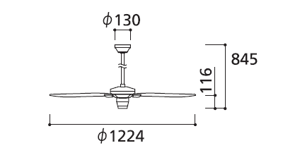 WF801P2 + WF976P1 傾斜対応 軽量 ODELIC(オーデリック)製シーリングファン