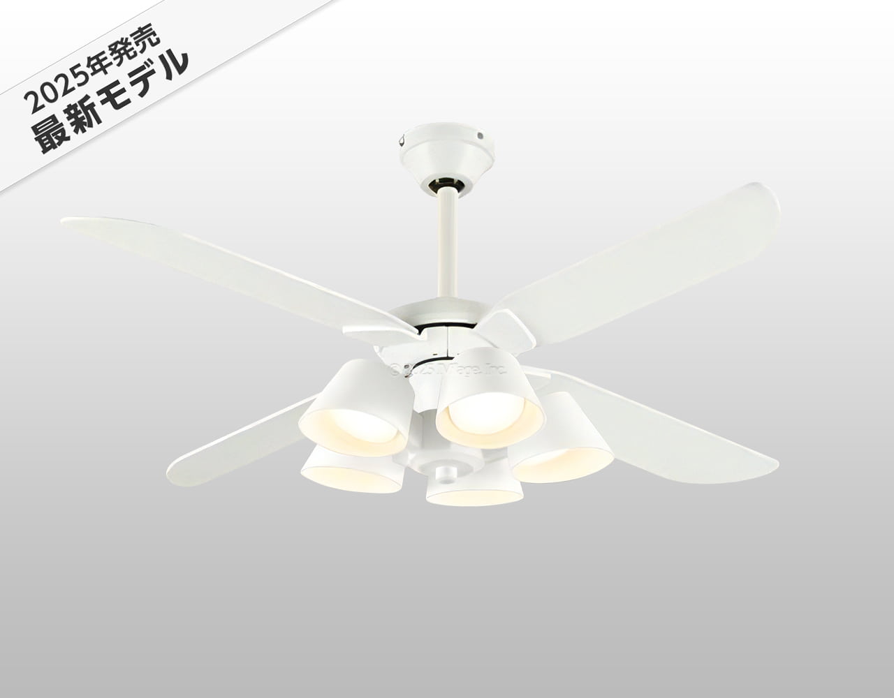 WF054 + WF227LR / WF227NR / WF227WR + WF973P1,高演色LED [R15]  傾斜対応 LED 電球色/昼白色/温白色 5灯 軽量 ODELIC(オーデリック)製シーリングファンライト