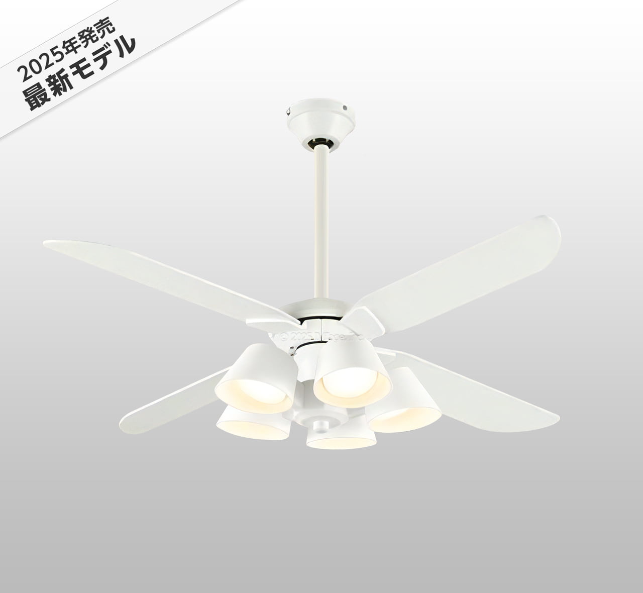 WF054 + WF227LR / WF227NR / WF227WR + WF976P1,高演色LED [R15]  傾斜対応 LED 電球色/昼白色/温白色 5灯 軽量 ODELIC(オーデリック)製シーリングファンライト