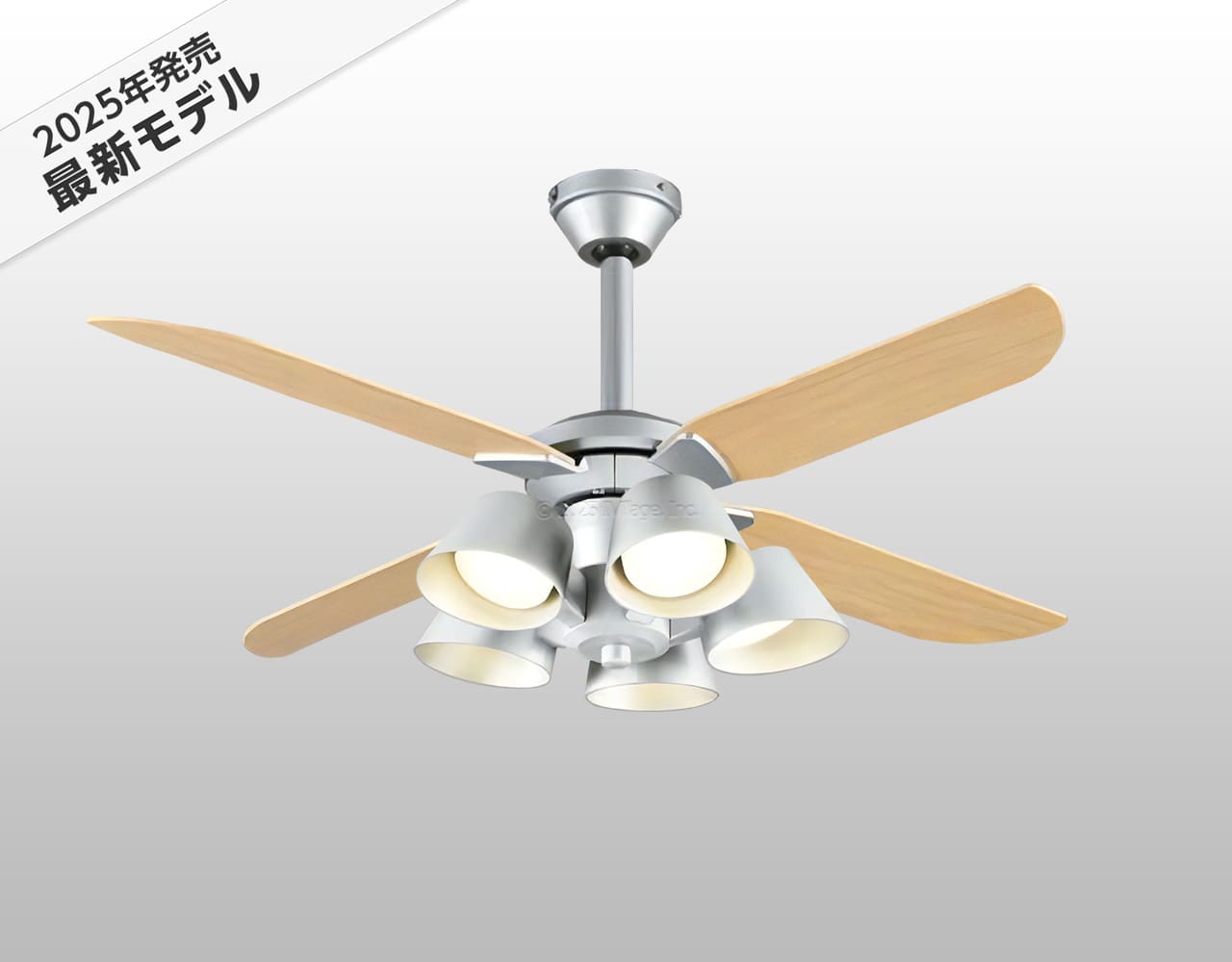 WF055 + WF229LR / WF229NR / WF229WR + WF983P1,高演色LED [R15]  傾斜対応 LED 電球色/昼白色/温白色 5灯 軽量 ODELIC(オーデリック)製シーリングファンライト