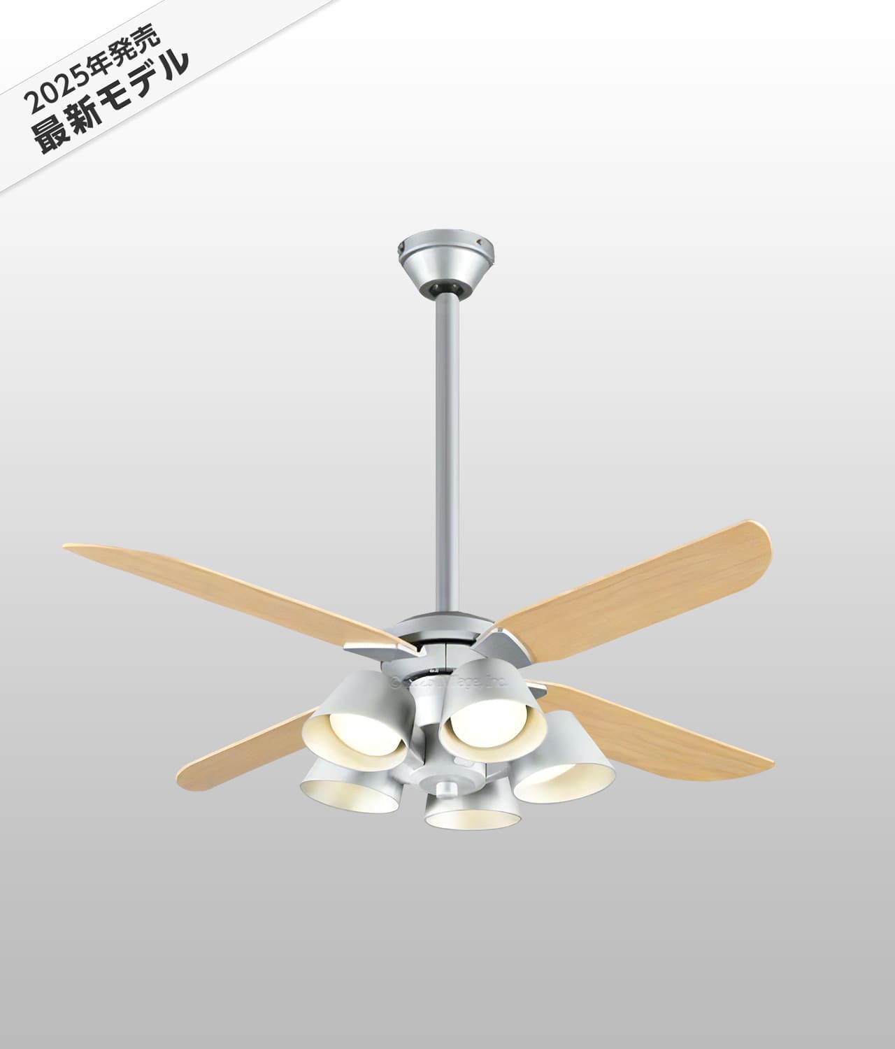 WF055 + WF229LR / WF229NR / WF229WR + WF989P1,高演色LED [R15]  傾斜対応 LED 電球色/昼白色/温白色 5灯 軽量 ODELIC(オーデリック)製シーリングファンライト