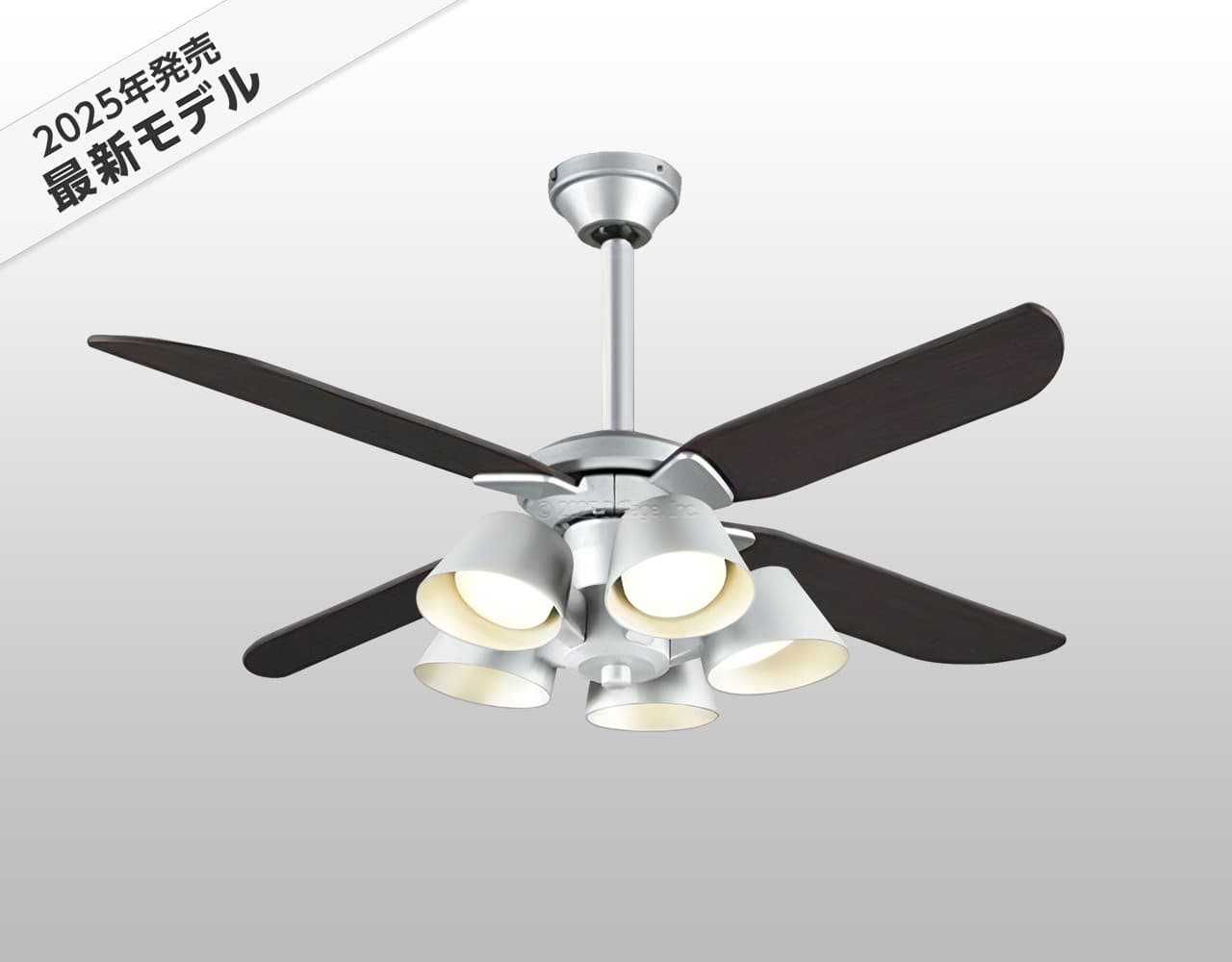 WF056 + WF229LR / WF229NR / WF229WR + WF986P1C,高演色LED [R15]  傾斜対応 LED 電球色/昼白色/温白色 5灯 軽量 ODELIC(オーデリック)製シーリングファンライト