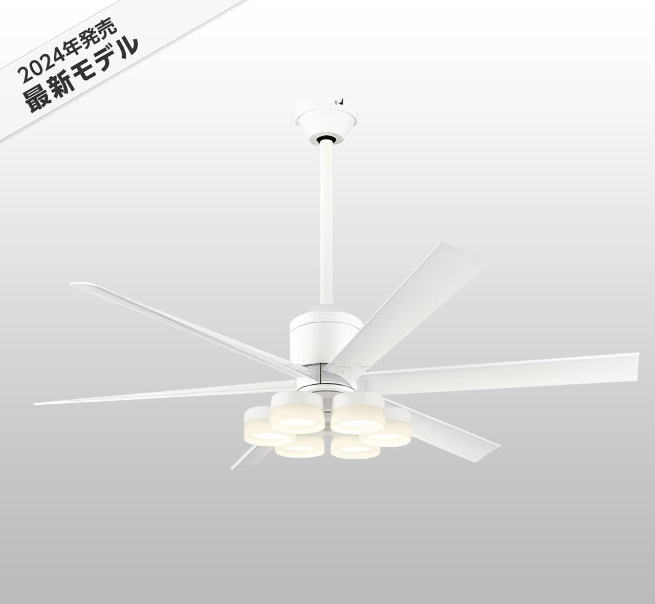 WF239P1 + WF257PR + WF732P1,高演色LED [R15]  大風量 傾斜対応 LED 調光・光色切替(電球色-昼白色) 6灯 軽量 ODELIC(オーデリック)製シーリングファンライト