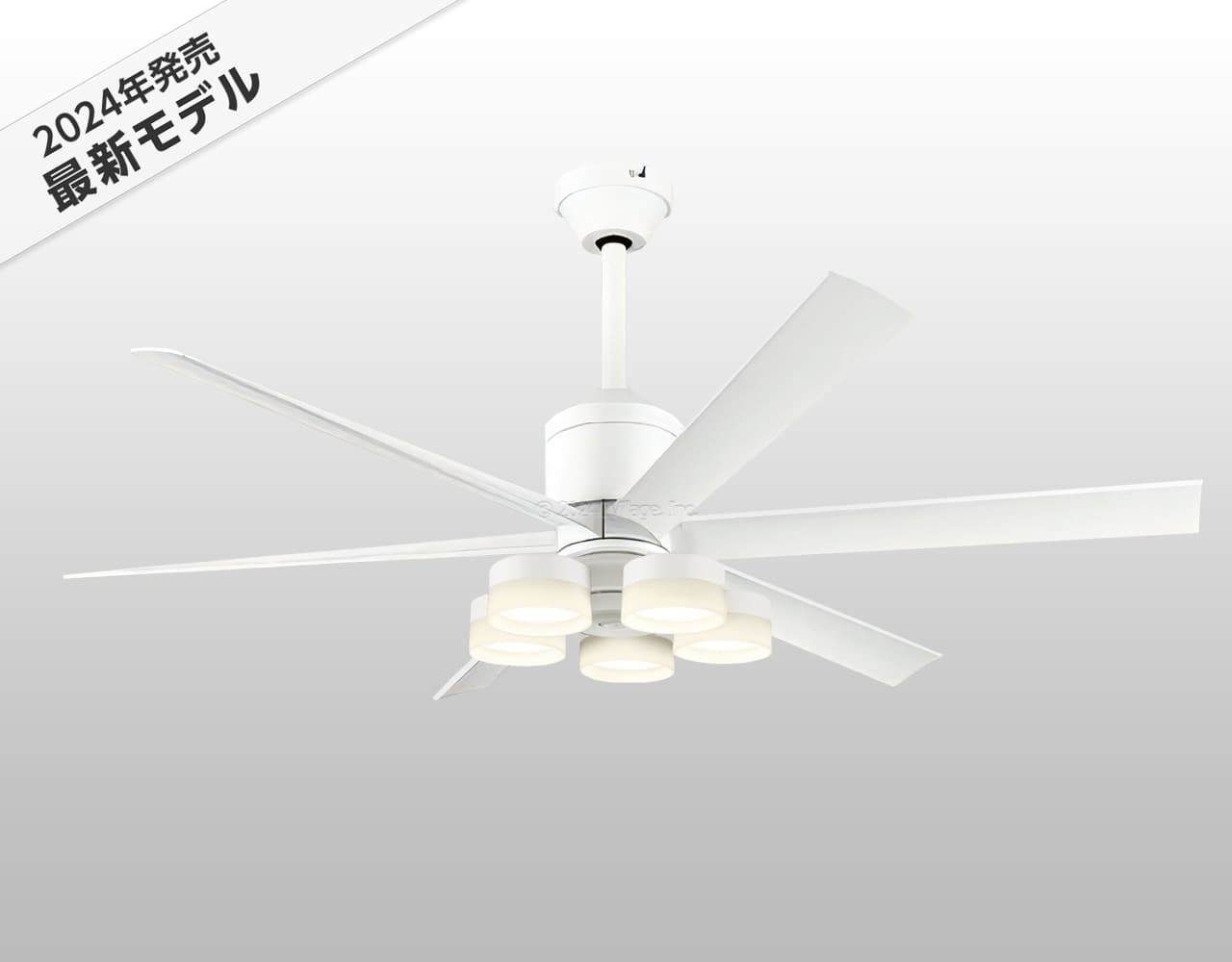 WF239P1 + WF258PR + WF731P1,高演色LED [R15]  大風量 傾斜対応 LED 調光・光色切替(電球色-昼白色) 5灯 軽量 ODELIC(オーデリック)製シーリングファンライト