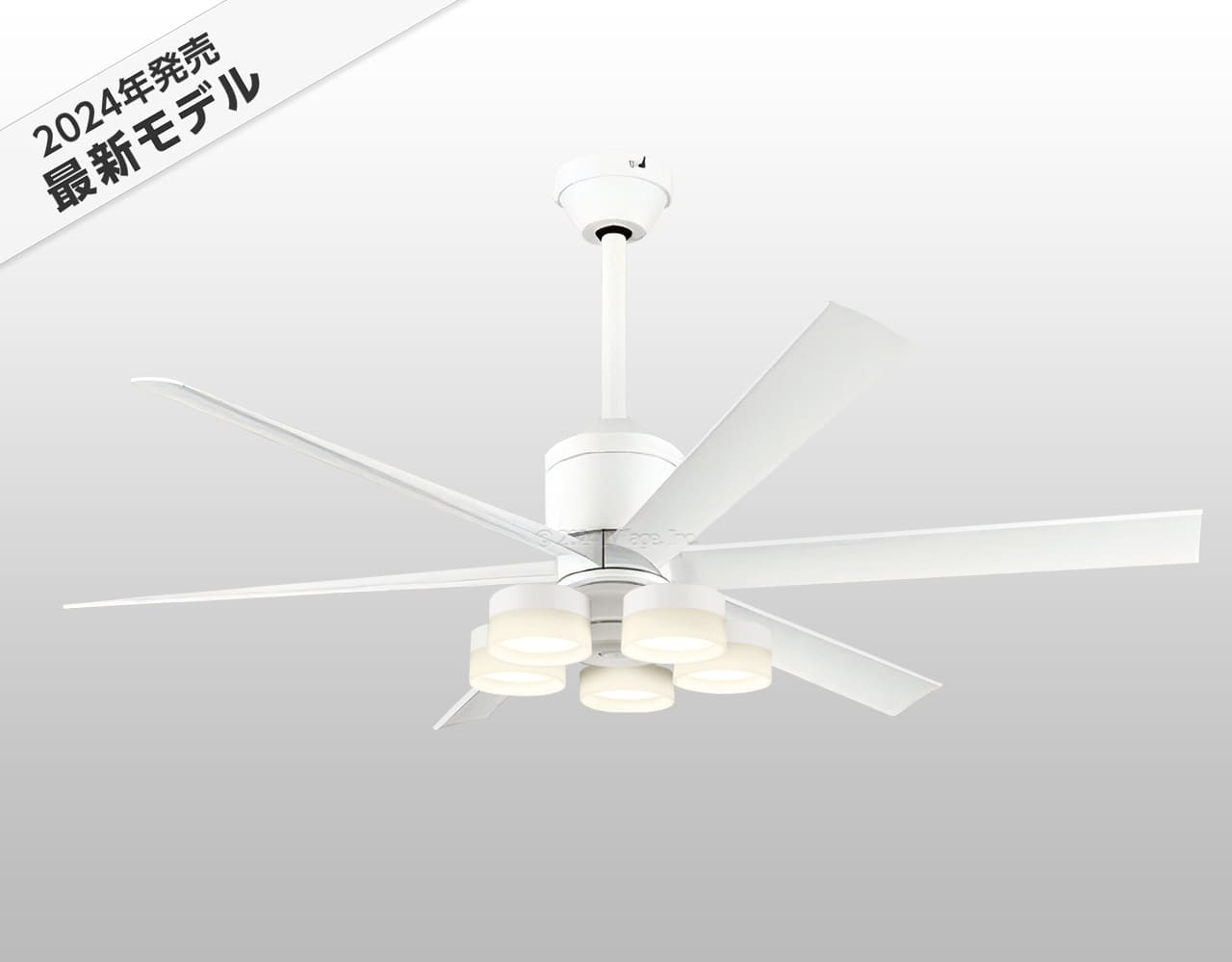 WF239P1 + WF258PR + WF732P1C,高演色LED [R15]  大風量 傾斜対応 LED 調光・光色切替(電球色-昼白色) 5灯 軽量 ODELIC(オーデリック)製シーリングファンライト