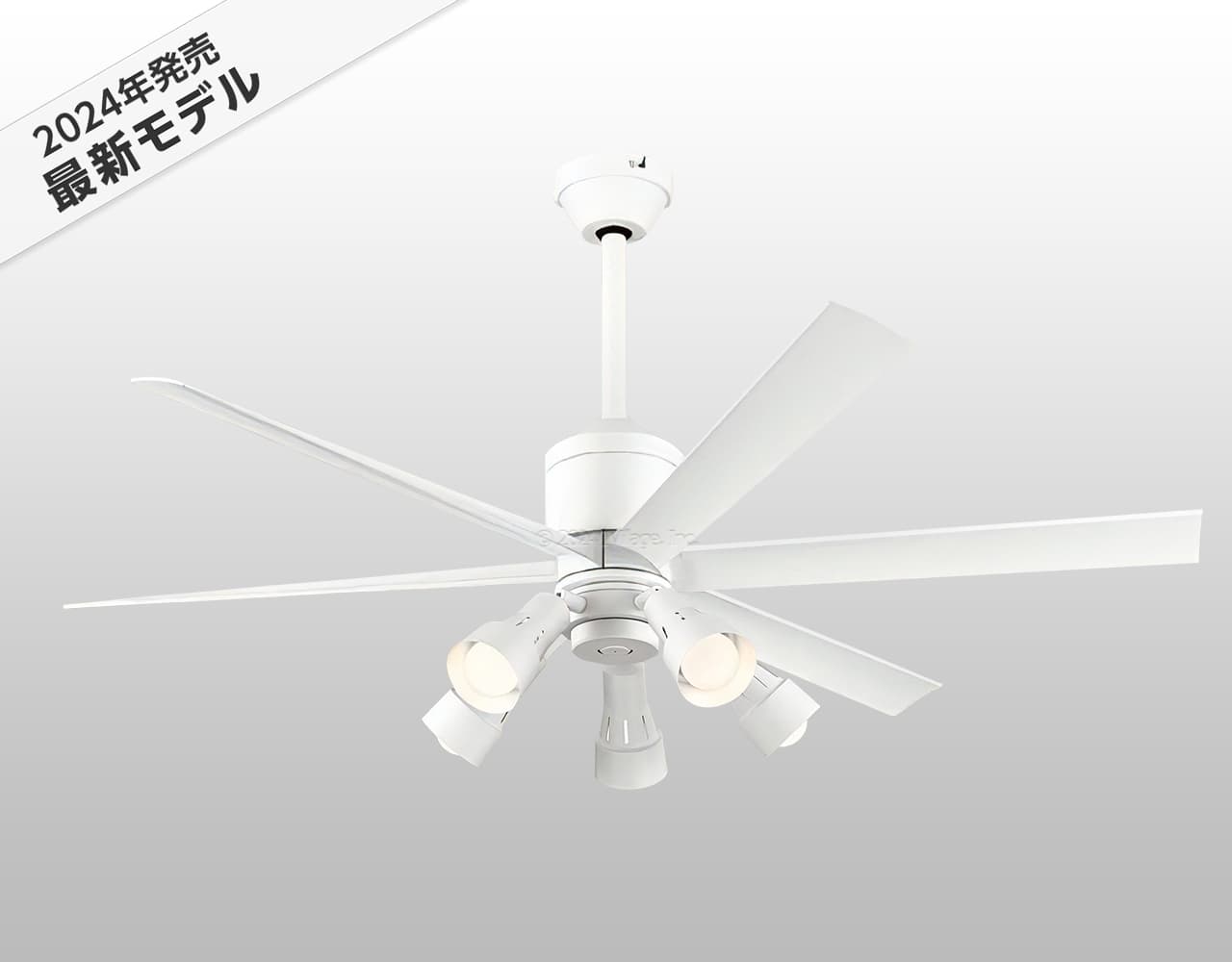 WF239P1 + WF278PR1 + WF732P1,高演色LED [R15]  大風量 傾斜対応 LED 調光・光色切替(電球色-昼白色) 5灯 ODELIC(オーデリック)製シーリングファンライト
