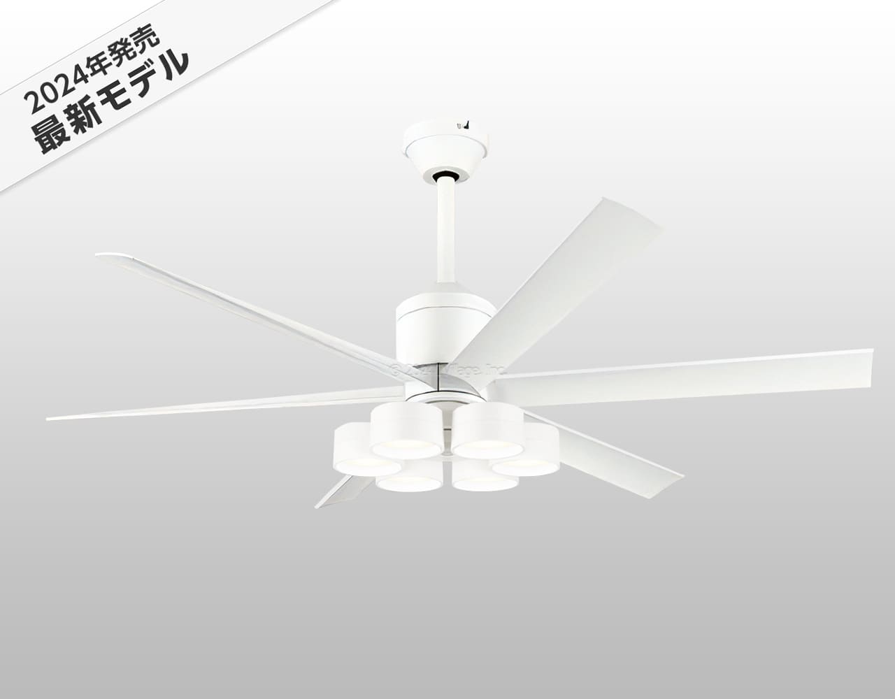 WF239P1 + WF287PR + WF731P1,高演色LED [R15]  大風量 傾斜対応 LED 調光・光色切替(電球色-昼白色) 6灯 軽量 ODELIC(オーデリック)製シーリングファンライト