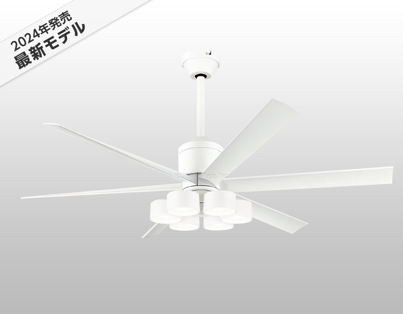 WF239P1 + WF287PR + WF732P1C,高演色LED [R15]  大風量 傾斜対応 LED 調光・光色切替(電球色-昼白色) 6灯 軽量 ODELIC(オーデリック)製シーリングファンライト