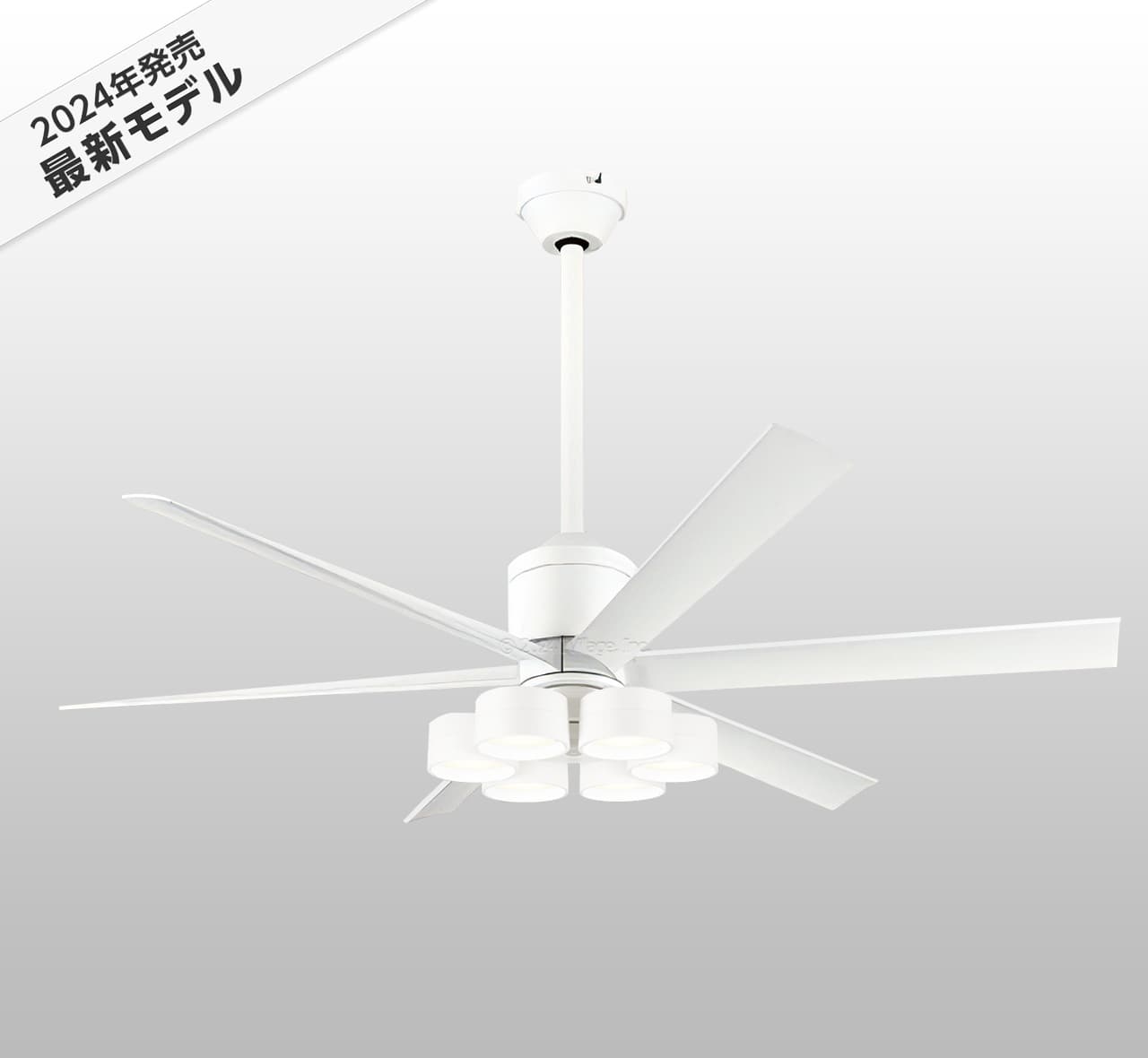 WF239P1 + WF287PR + WF732P1,高演色LED [R15]  大風量 傾斜対応 LED 調光・光色切替(電球色-昼白色) 6灯 軽量 ODELIC(オーデリック)製シーリングファンライト