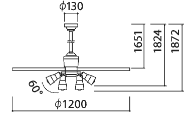 WF239 + WF278PR + WF734,高演色LED [R15]  大風量 傾斜対応 LED 調光・光色切替(電球色-昼白色) 5灯 ODELIC(オーデリック)製シーリングファンライト
