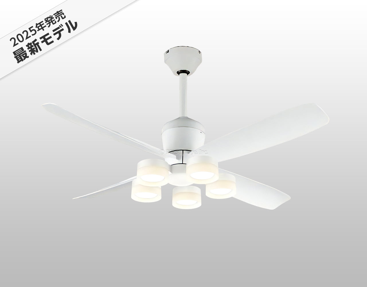 WF813P2 + WF298LR / WF298NR / WF298WR + WF731P1,高演色LED [R15] 大風量 傾斜対応 LED 電球色/昼白色/温白色 5灯 軽量 ODELIC(オーデリック)製シーリングファンライト