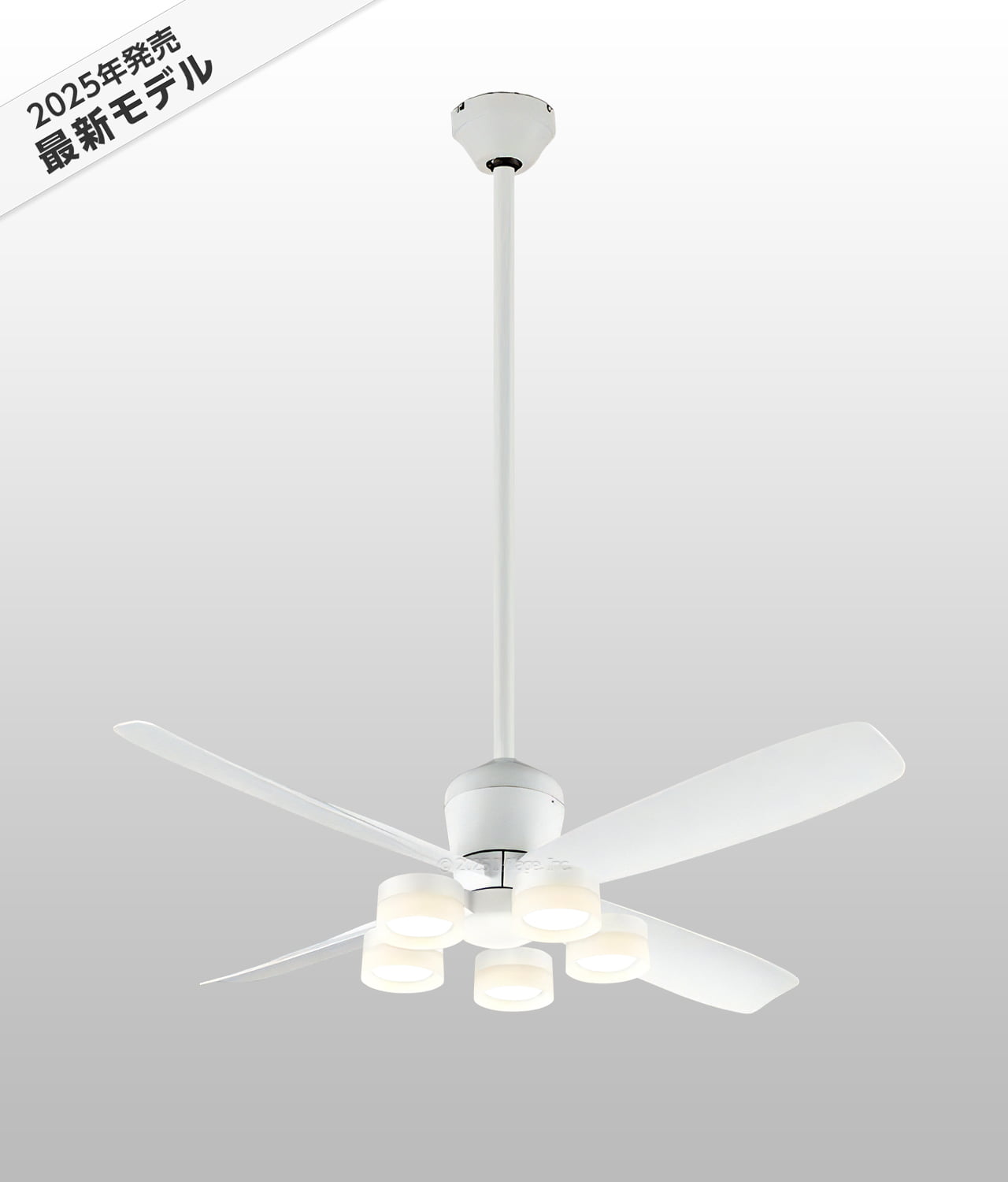 WF813P2 + WF298LR / WF298NR / WF298WR + WF734P1,高演色LED [R15] 大風量 傾斜対応 LED 電球色/昼白色/温白色 5灯 ODELIC(オーデリック)製シーリングファンライト